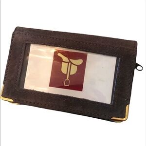 English Leather Suede Zip Wallet/Card Holder Brown